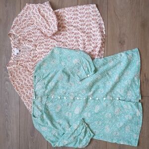 PureJill J.Jill 100% Cotton Peasant‎ Shirt Blouse Tops - Flowy Relaxed Shape XSP